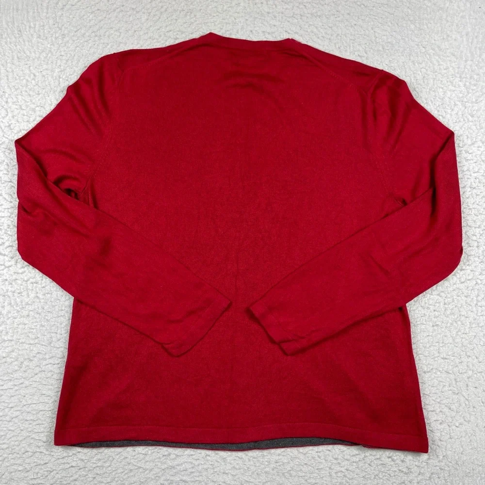 Banana Republic Sweater Mens XL Red Silk Cashmere Crew Neck Pullover Office‎